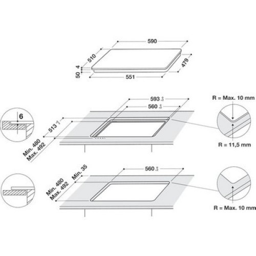 ΕΣΤΙΑ ΕΝΤΟΙΧ.ΑΥΤΟΝ.ΕΠΑΓ.ΚΕΡΑΜ WHIRLPOOL WBS2560NE 4ΕΣΤΙΩΝ ΑΦΗΣ